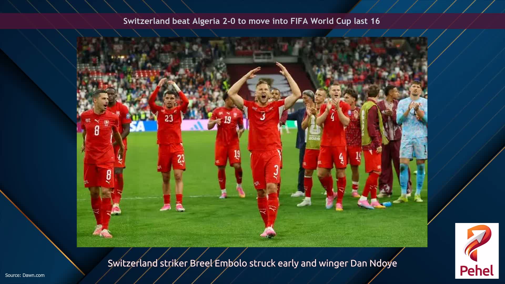 Switzerland beat Algeria 2-0 to move into FIFA World Cup last 16