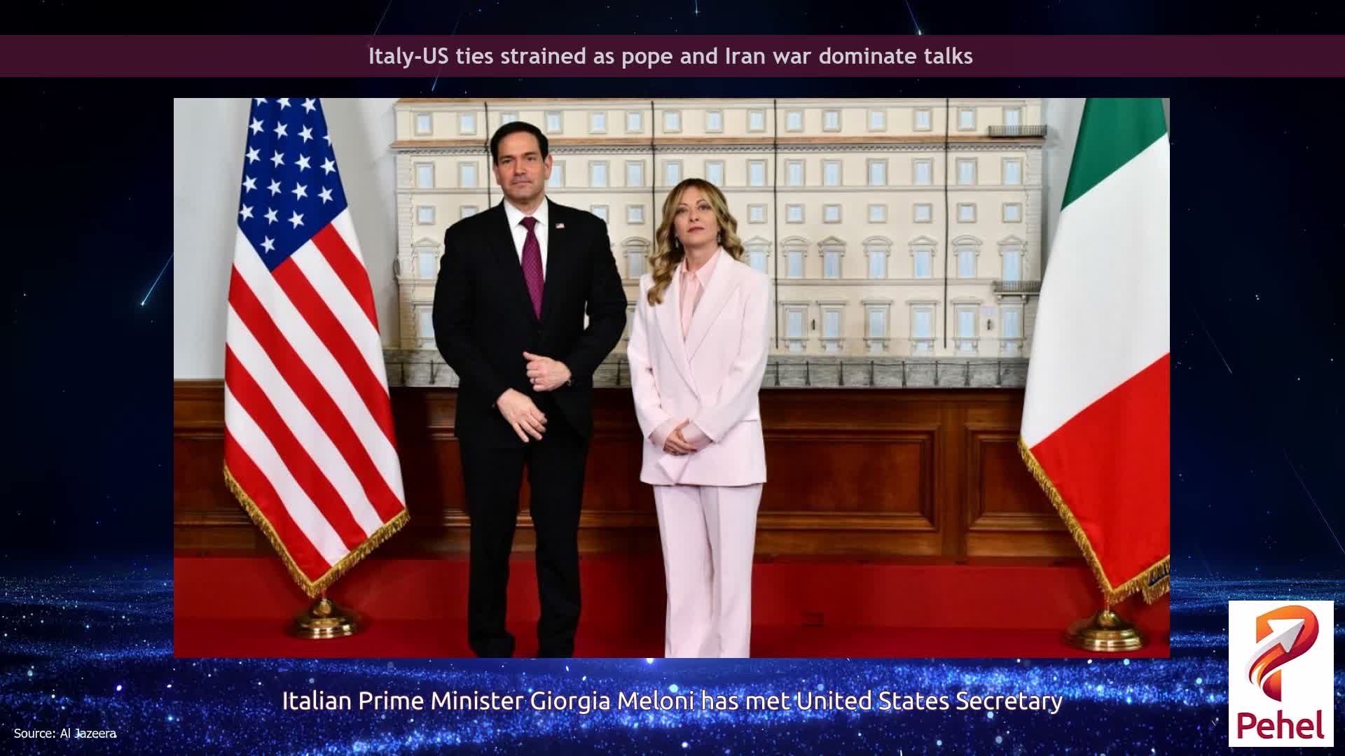 Italy-US ties strained as pope and Iran war dominate talks