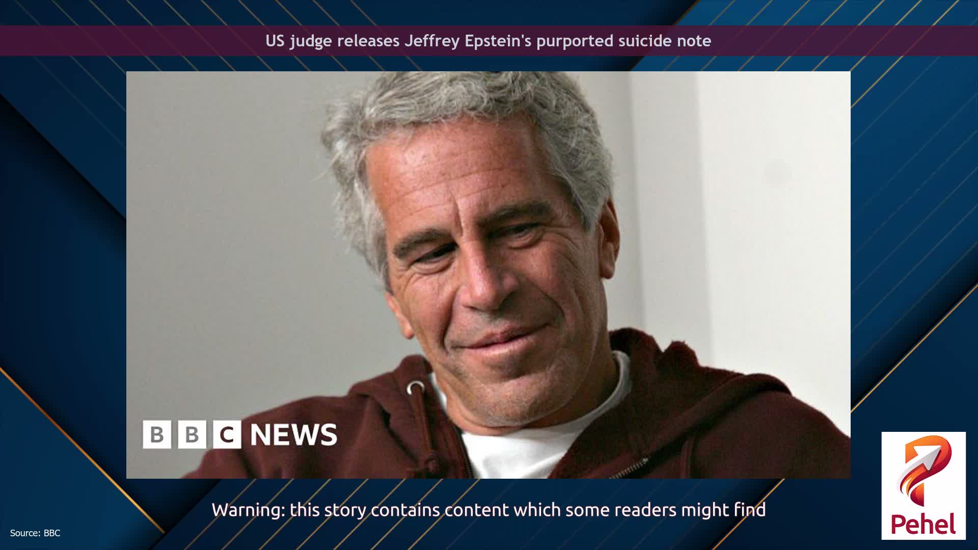 US judge releases Jeffrey Epstein's purported suicide note