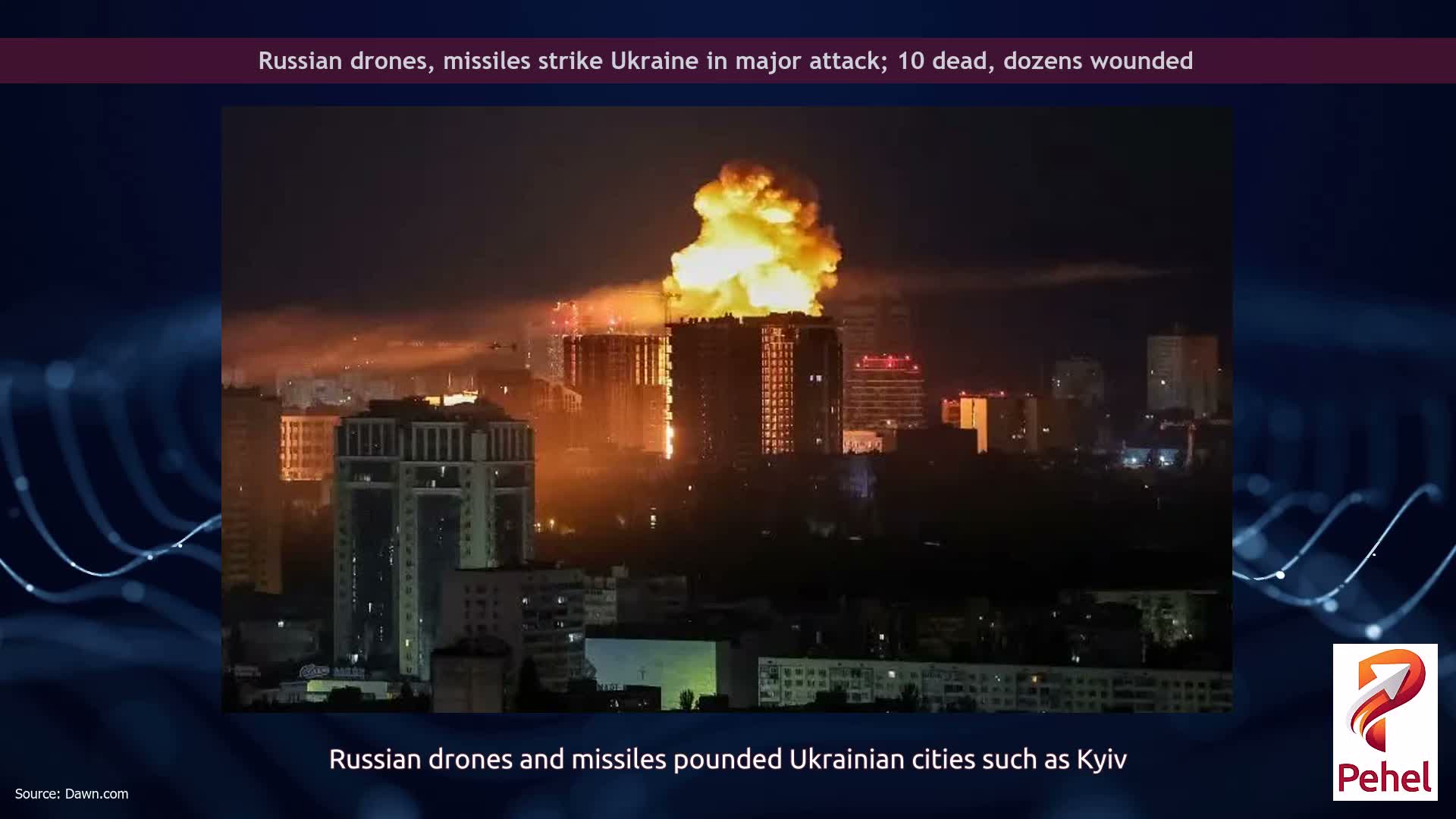 Russian drones, missiles strike Ukraine in major attack; 10 dead, dozens wounded