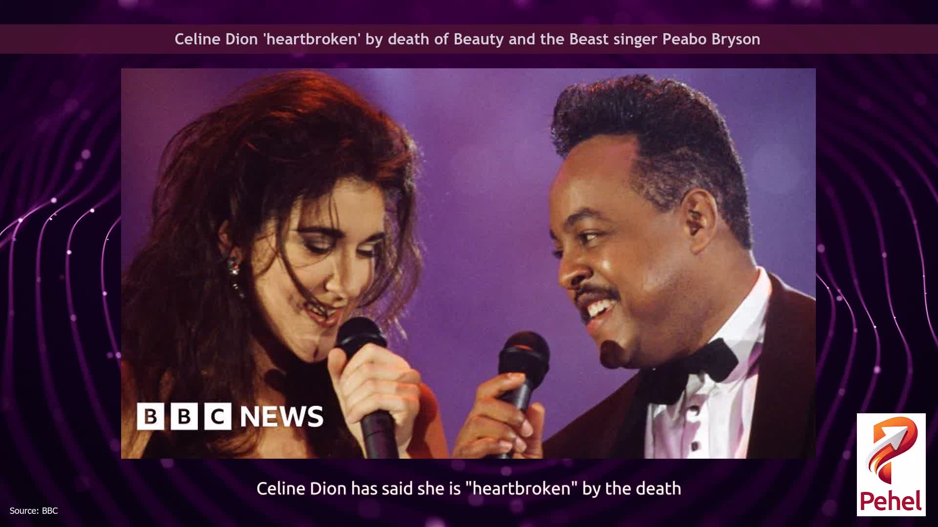 Celine Dion 'heartbroken' by death of Beauty and the Beast singer Peabo Bryson