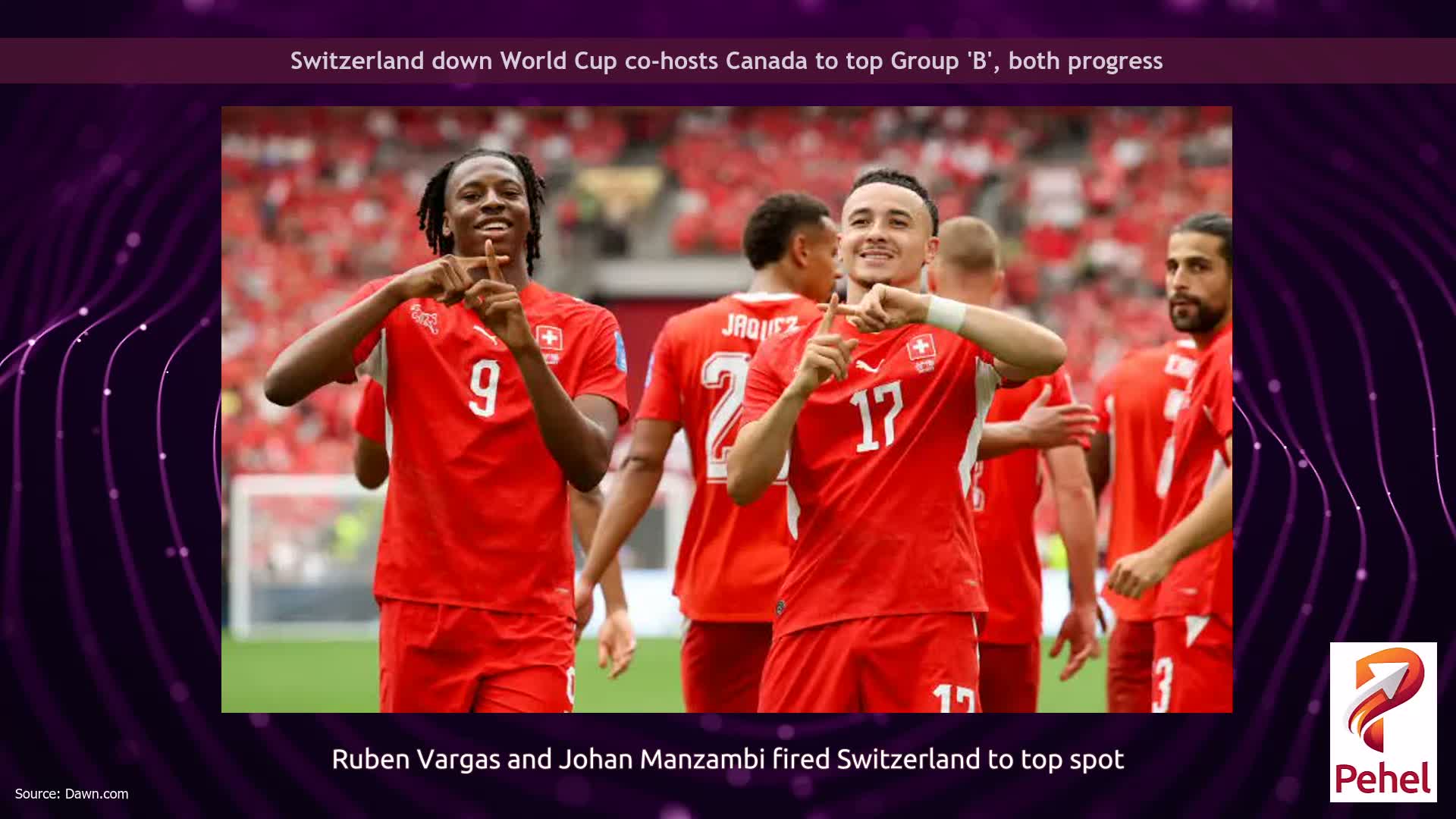 Switzerland down World Cup co-hosts Canada to top Group 'B', both progress