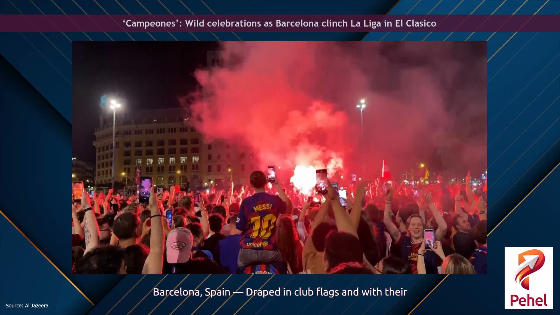 ‘Campeones’: Wild celebrations as Barcelona clinch La Liga in El Clasico