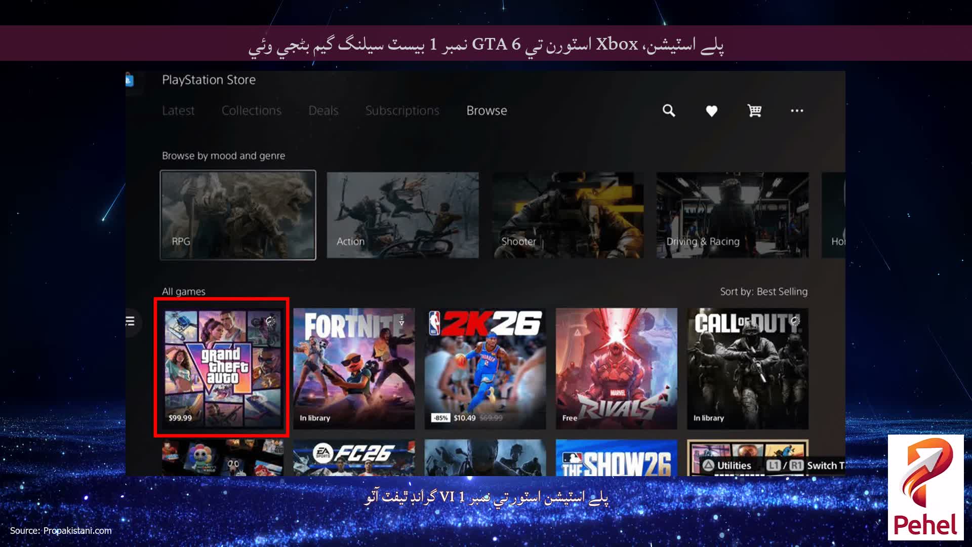 پلے اسٽيشن، Xbox اسٽورن تي GTA 6 نمبر 1 بيسٽ سيلنگ گيم بڻجي وئي
