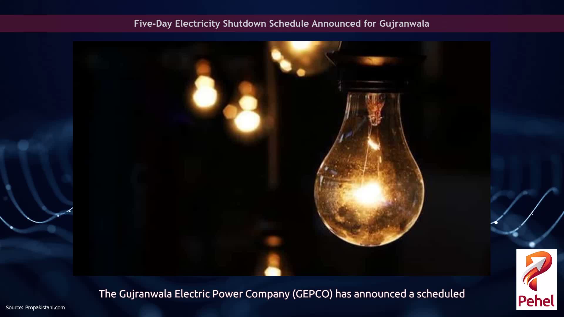 Five-Day Electricity Shutdown Schedule Announced for Gujranwala