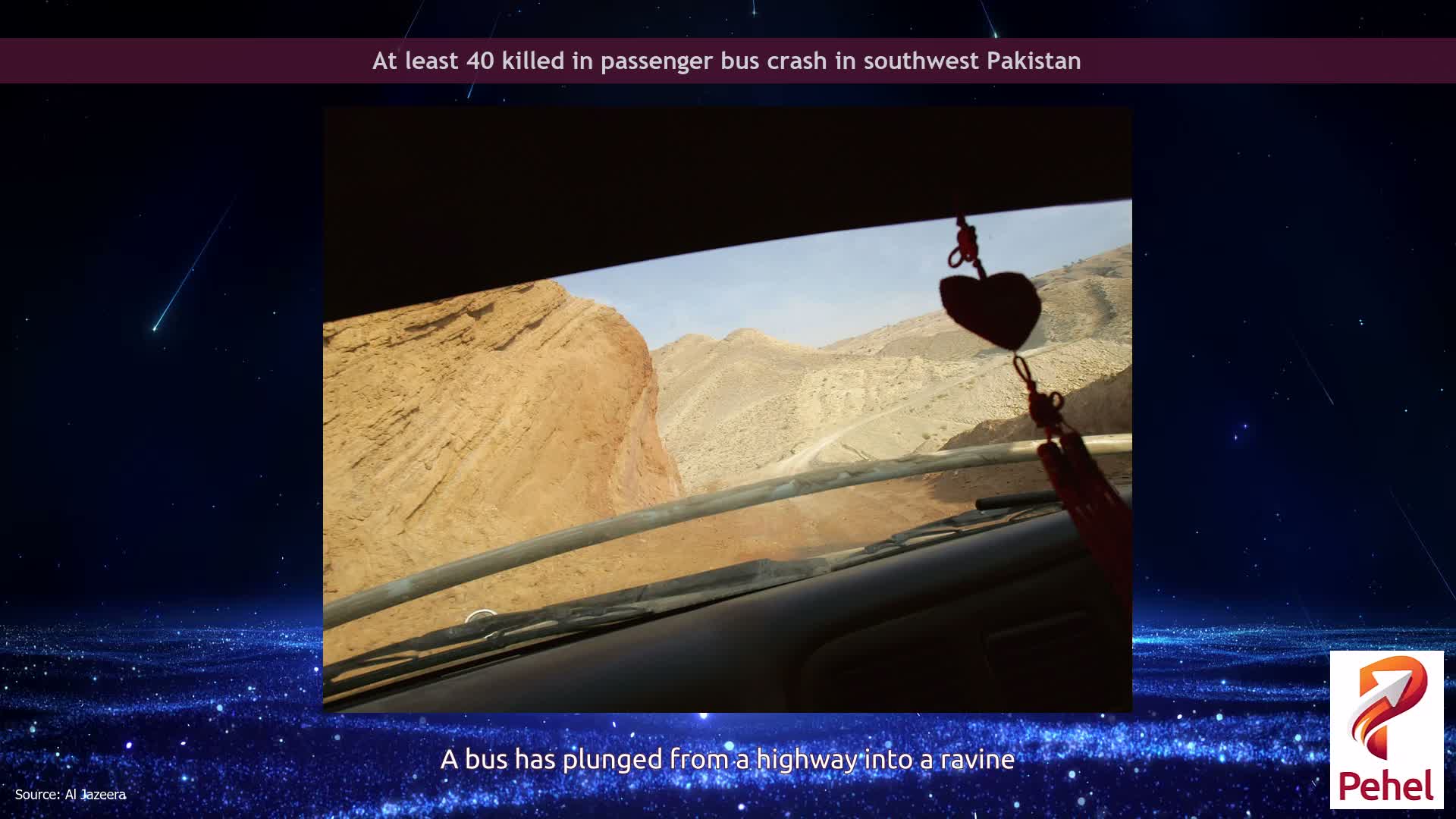 At least 40 killed in passenger bus crash in southwest Pakistan