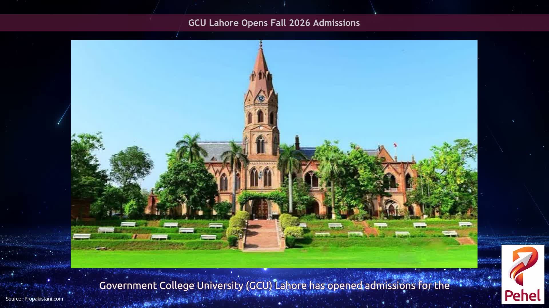 GCU Lahore Opens Fall 2026 Admissions