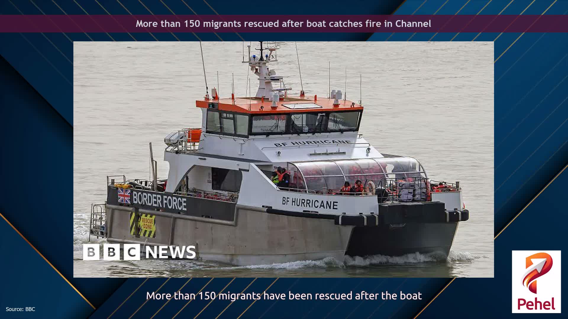 More than 150 migrants rescued after boat catches fire in Channel