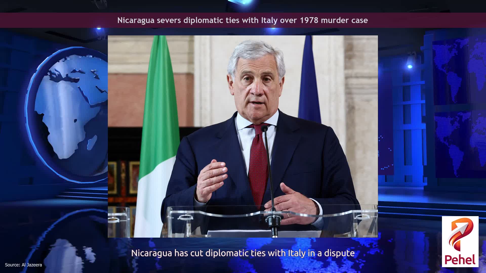 Nicaragua severs diplomatic ties with Italy over 1978 murder case