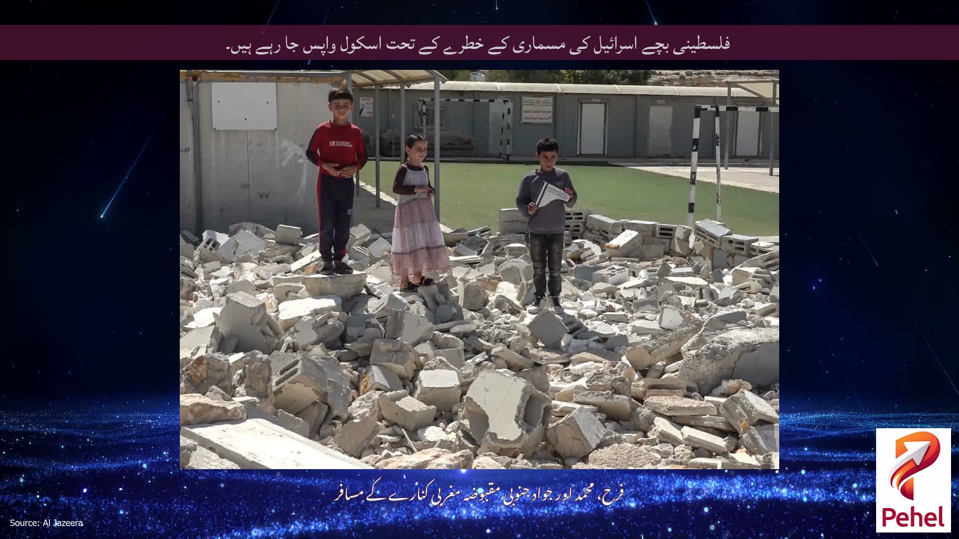 فلسطینی بچے اسرائیل کی مسماری کے خطرے کے تحت اسکول واپس جا رہے ہیں۔