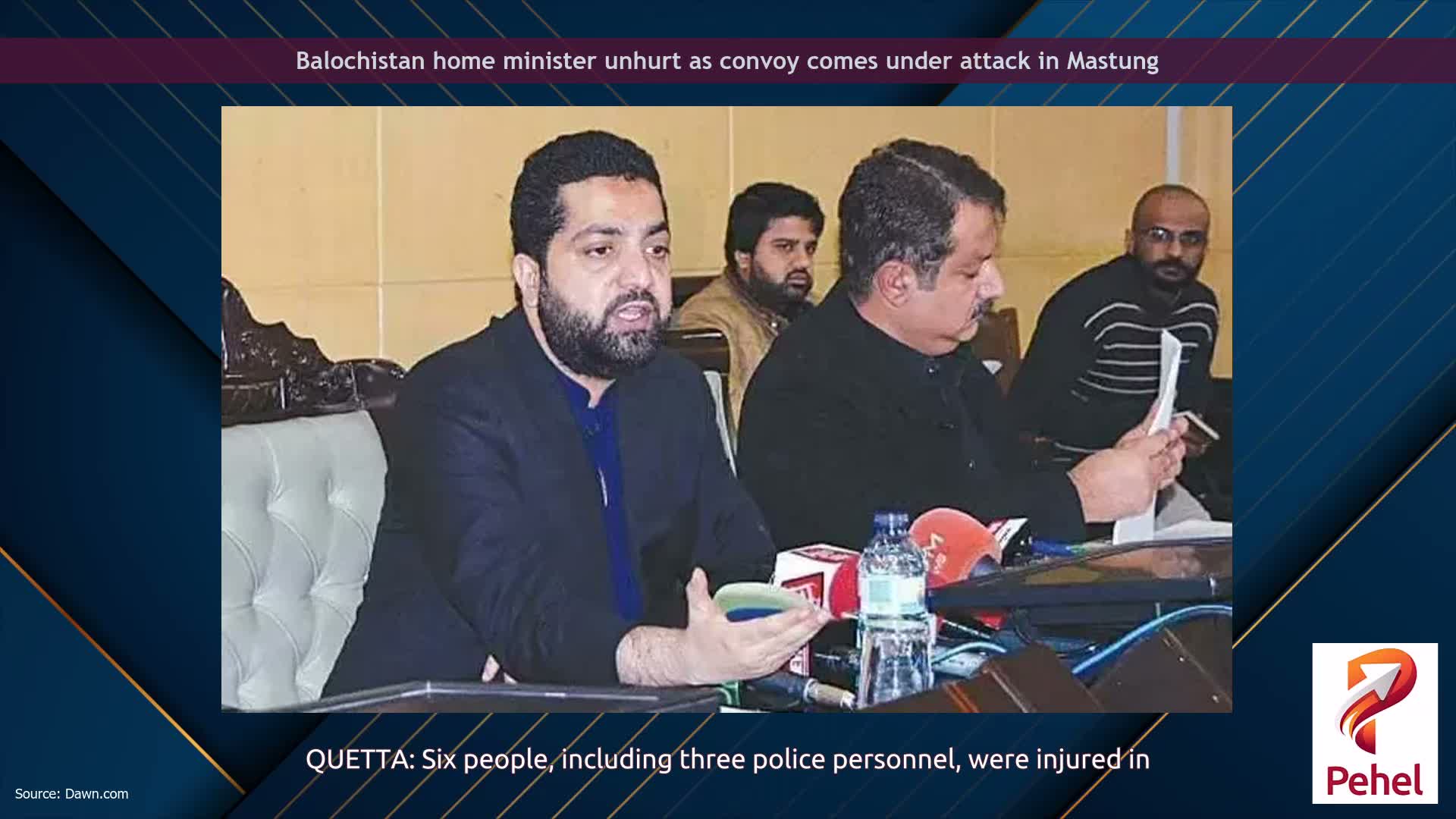 Balochistan home minister unhurt as convoy comes under attack in Mastung