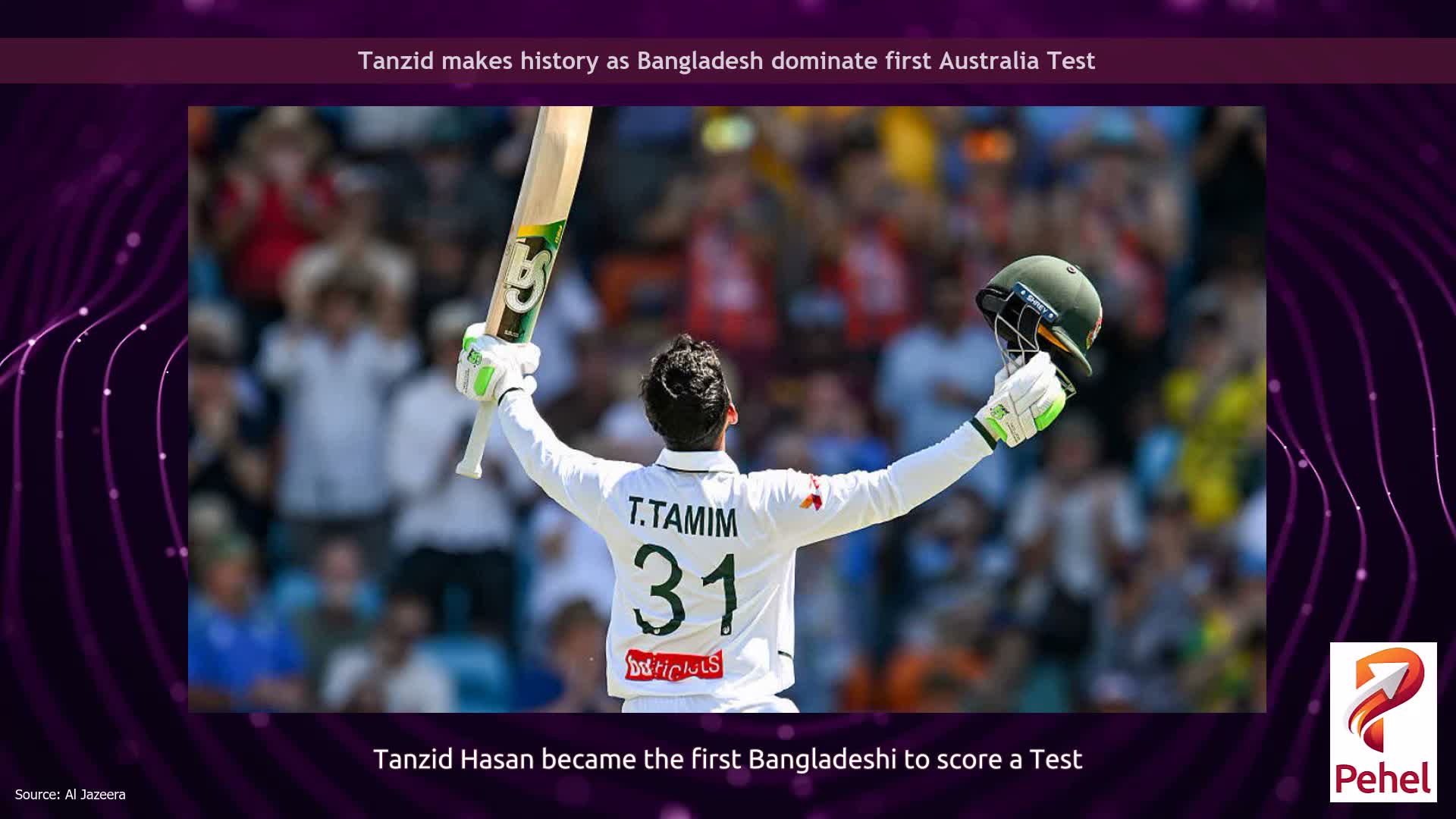 Tanzid makes history as Bangladesh dominate first Australia Test