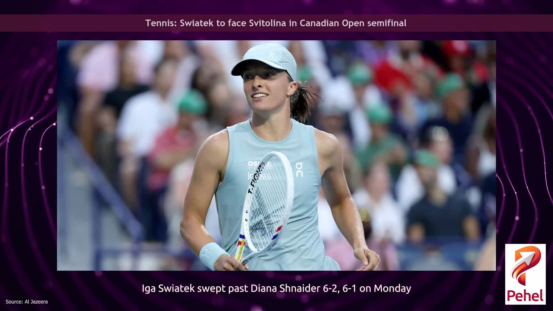 Tennis: Swiatek to face Svitolina in Canadian Open semifinal
