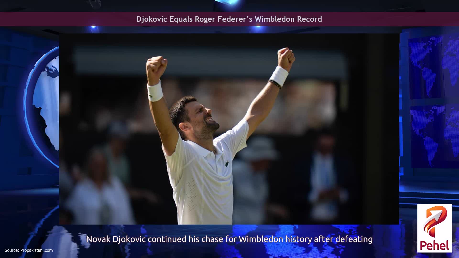 Djokovic Equals Roger Federer’s Wimbledon Record