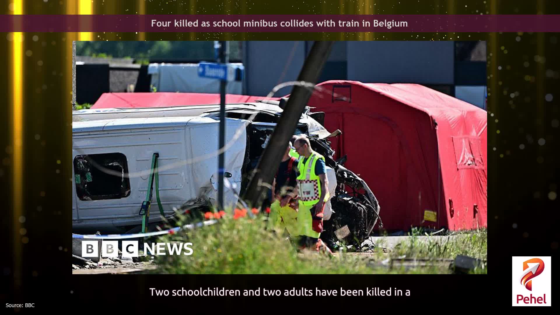 Four killed as school minibus collides with train in Belgium