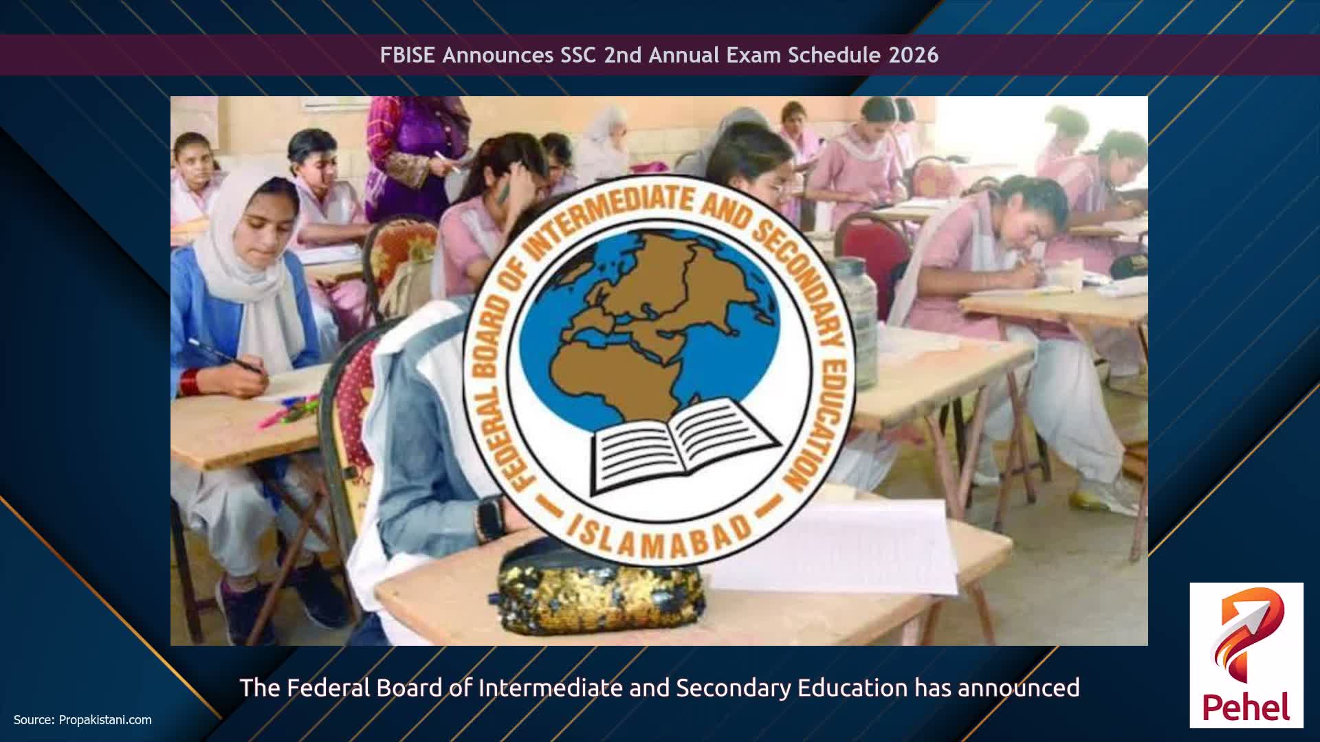 FBISE Announces SSC 2nd Annual Exam Schedule 2026
