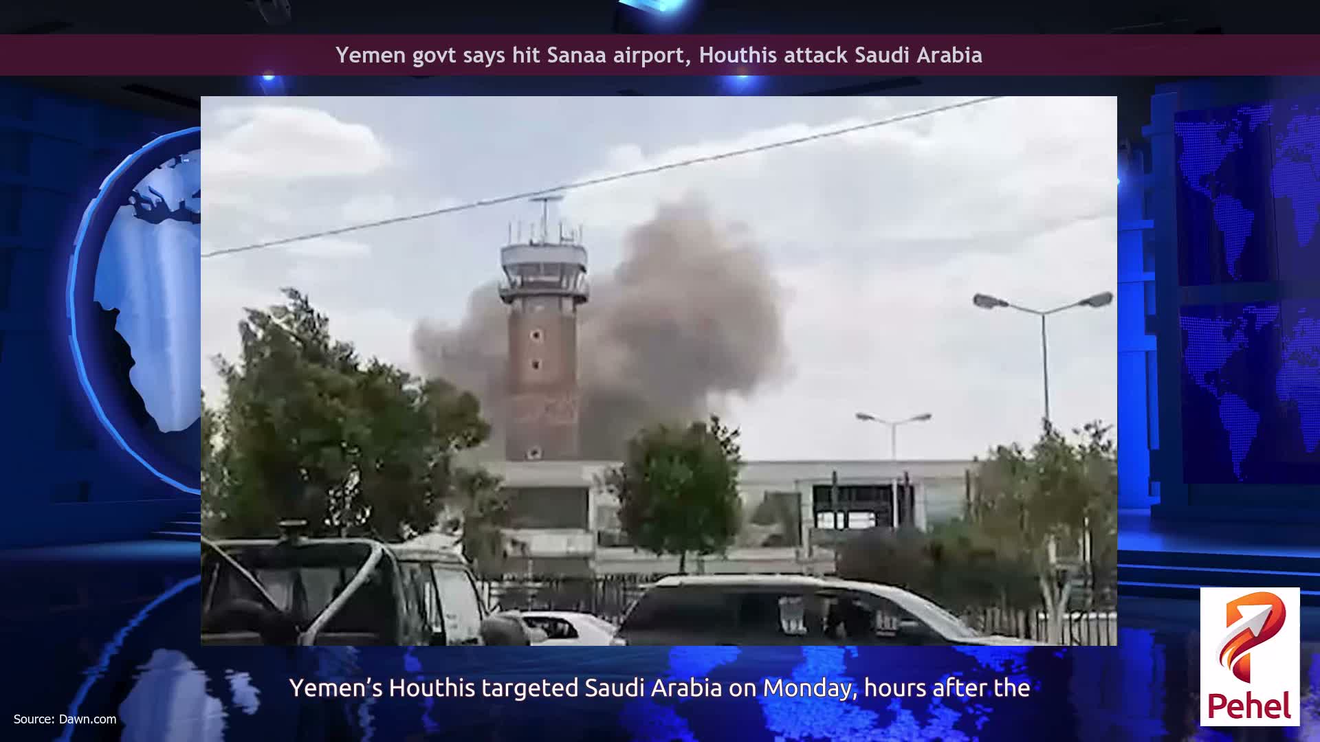 Yemen govt says hit Sanaa airport, Houthis attack Saudi Arabia