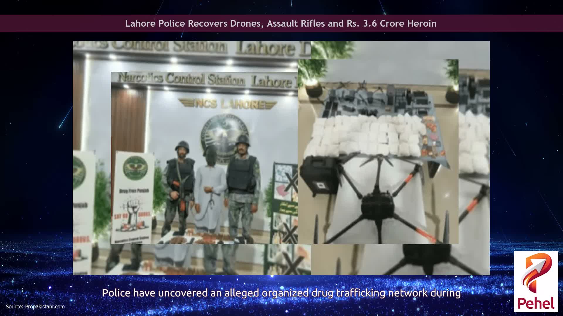 Lahore Police Recovers Drones, Assault Rifles and Rs. 3.6 Crore Heroin