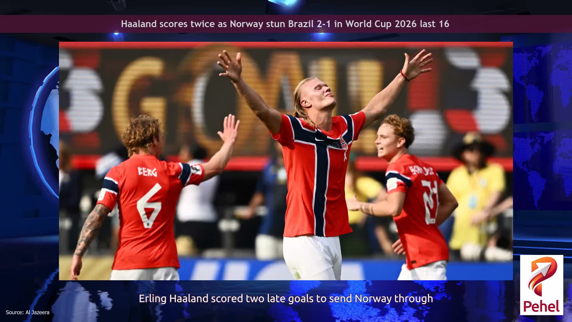 Haaland scores twice as Norway stun Brazil 2-1 in World Cup 2026 last 16
