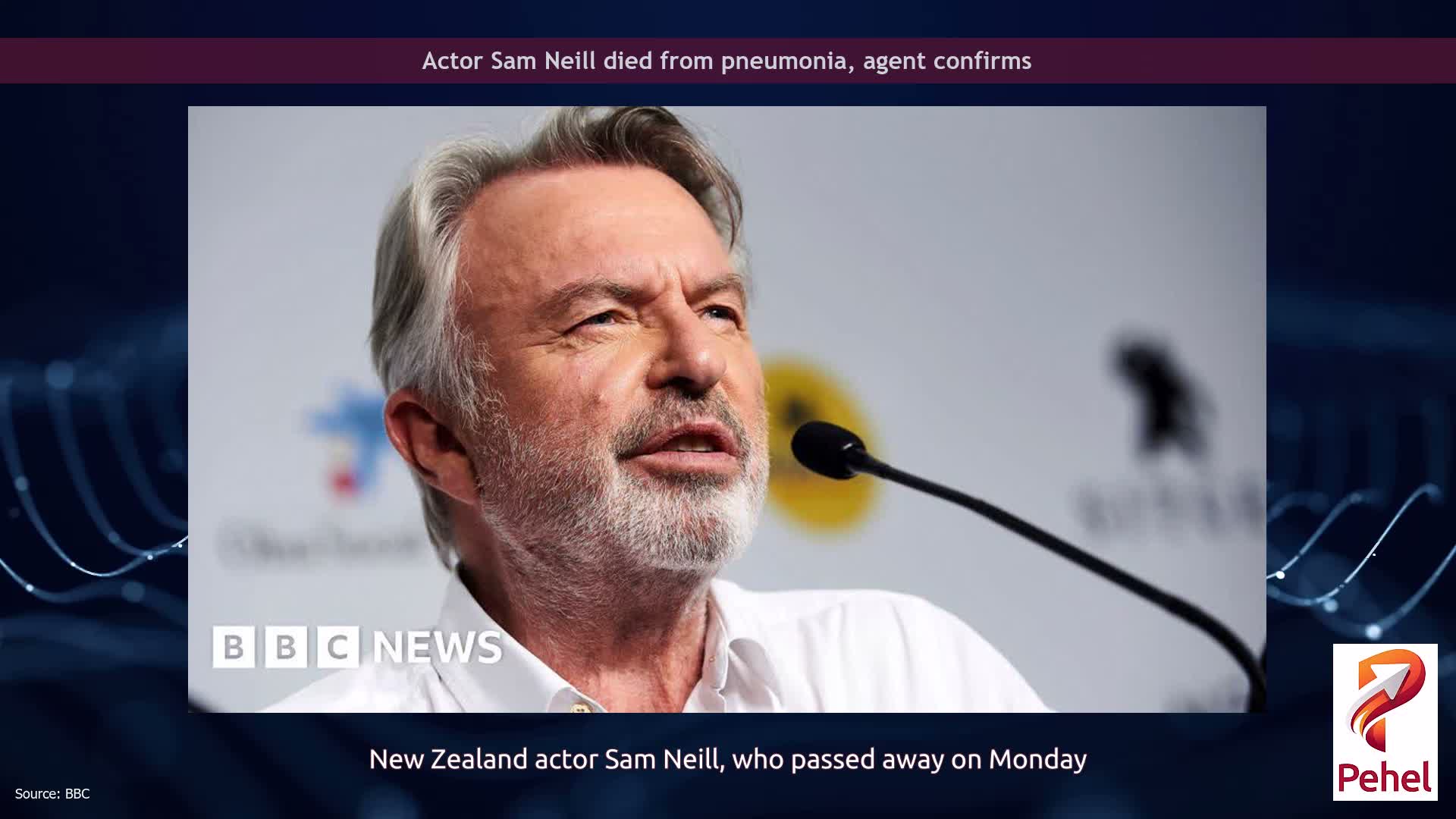 Actor Sam Neill died from pneumonia, agent confirms