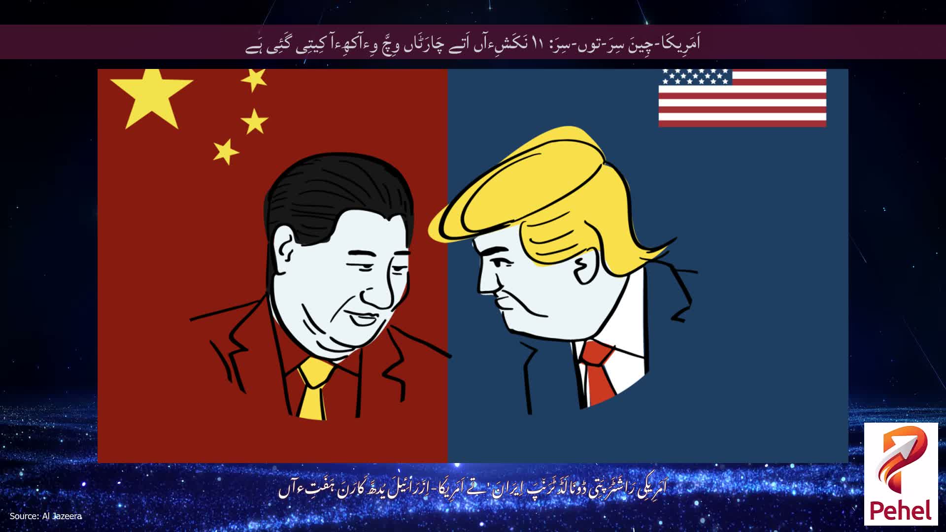 اَمَرِیکَا-چِینَ سِرَ-توں-سِرَ: ۱۱ نَکَشِءآں اَتے چَارَٹَاں وِچَّ وِءآکھِءآ کِیتِی گَئِی ہَے
