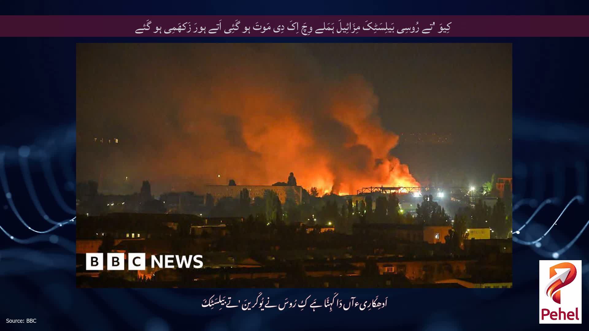 کِیوَ 'تے رُوسِی بَیلِسَٹِکَ مِزَائِیلَ ہَمَلے وِچَ اِکَ دِی مَوتَ ہو گَئِی اَتے ہورَ زَکھَمِی ہو گَئے