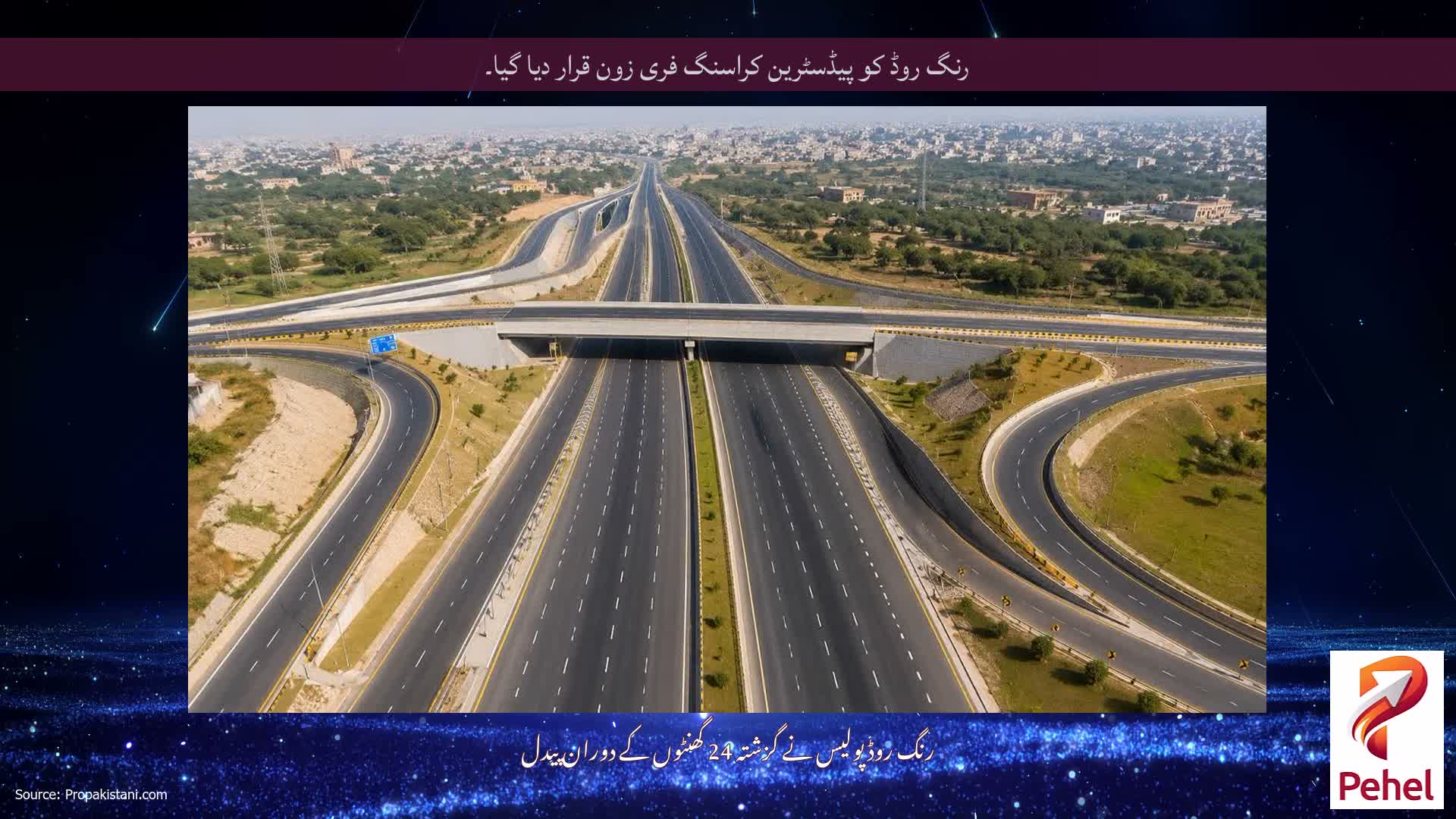 رنگ روڈ کو پیڈسٹرین کراسنگ فری زون قرار دیا گیا۔