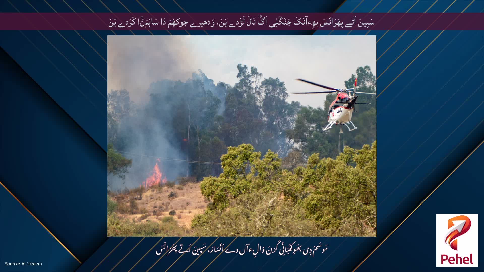 سَپینَ اَتے پھَرَان٘سَ بھِءآنَکَ جَن٘گَلِی اَگَّ نَالَ لَڑَدے ہَنَ، وَدھیرے جوکھَمَ دَا سَاہَمَݨَا کَرَدے ہَنَ