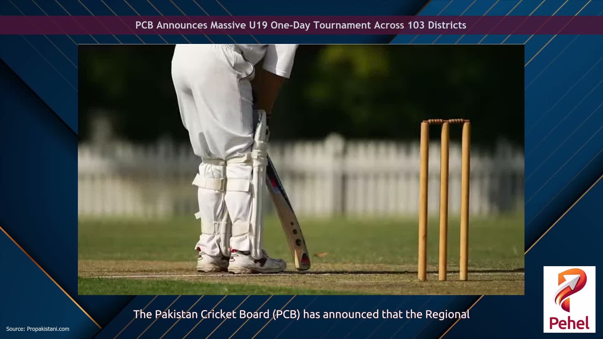 PCB Announces Massive U19 One-Day Tournament Across 103 Districts