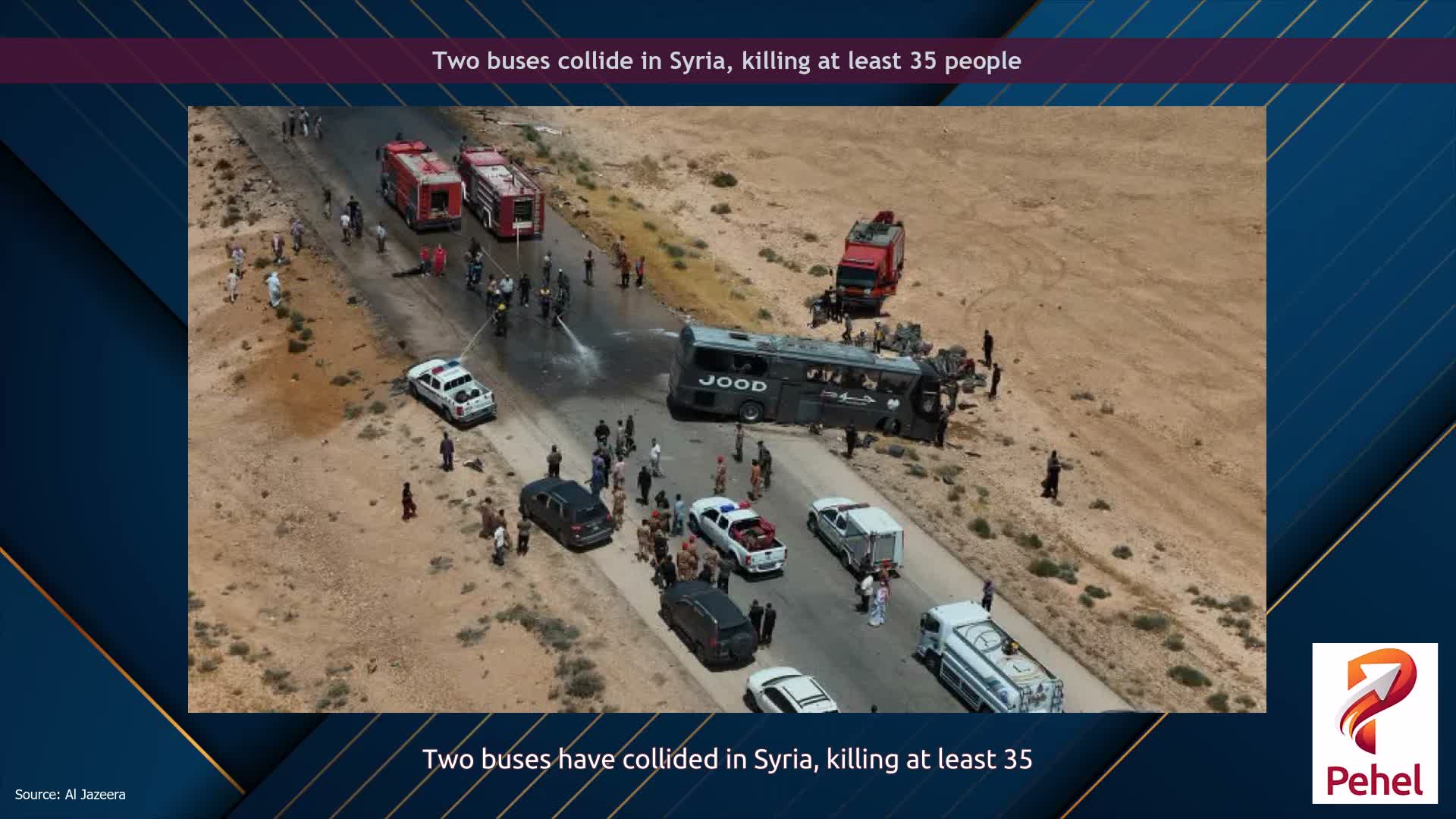 Two buses collide in Syria, killing at least 35 people