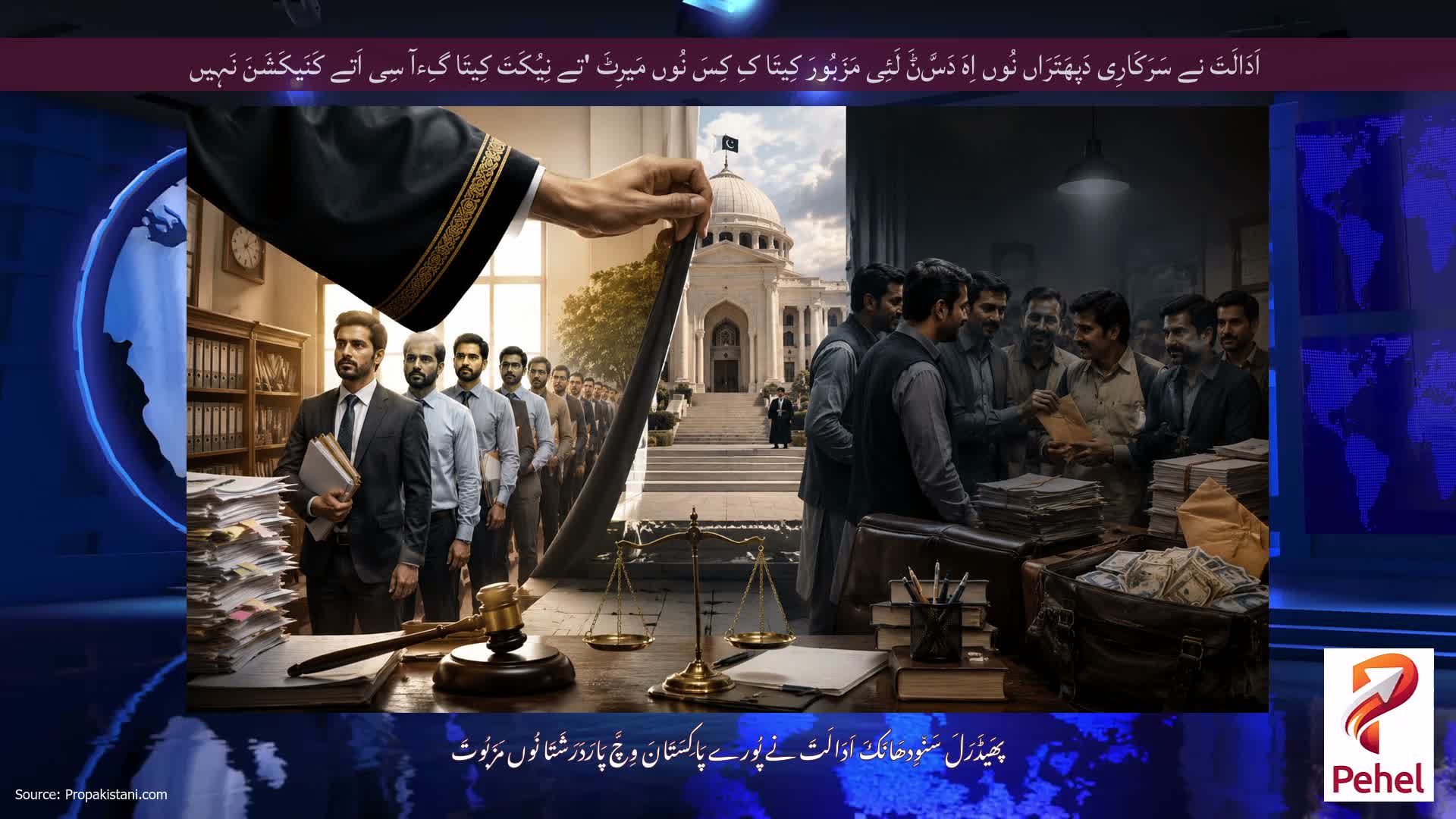 اَدَالَتَ نے سَرَکَارِی دَپھَتَرَاں نُوں اِہَ دَسَّݨَ لَئِی مَزَبُورَ کِیتَا کِ کِسَ نُوں مَیرِٹَ 'تے نِیُکَتَ کِیتَا گِءآ سِی اَتے کَنَیکَشَنَ نَہِیں