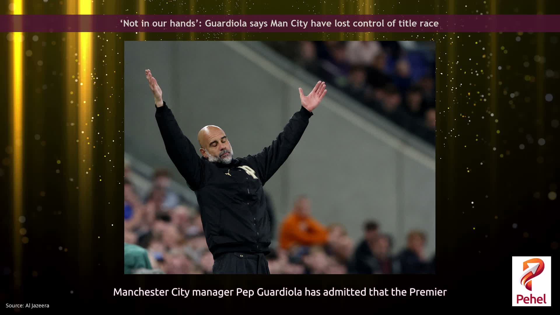 ‘Not in our hands’: Guardiola says Man City have lost control of title race