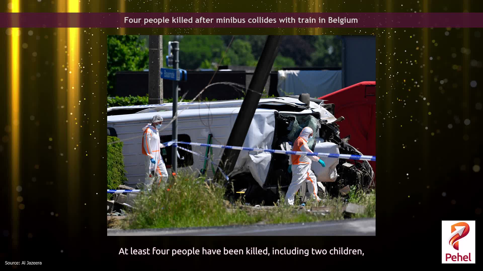 Four people killed after minibus collides with train in Belgium