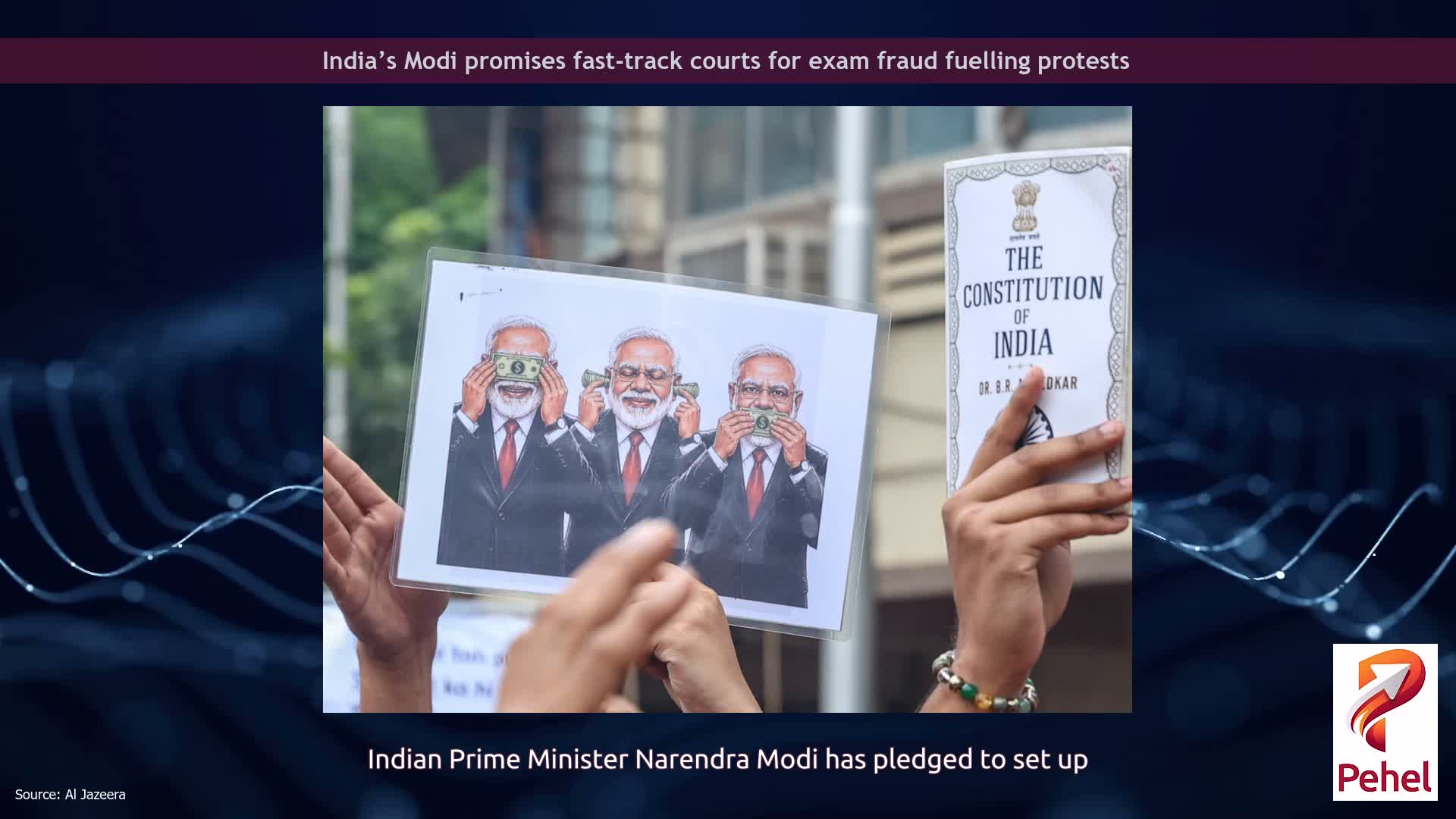 India’s Modi promises fast-track courts for exam fraud fuelling protests