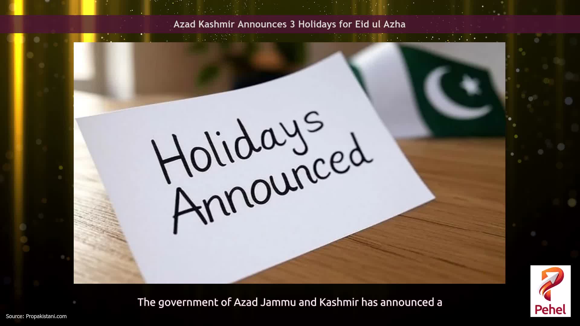 Azad Kashmir Announces 3 Holidays for Eid ul Azha
