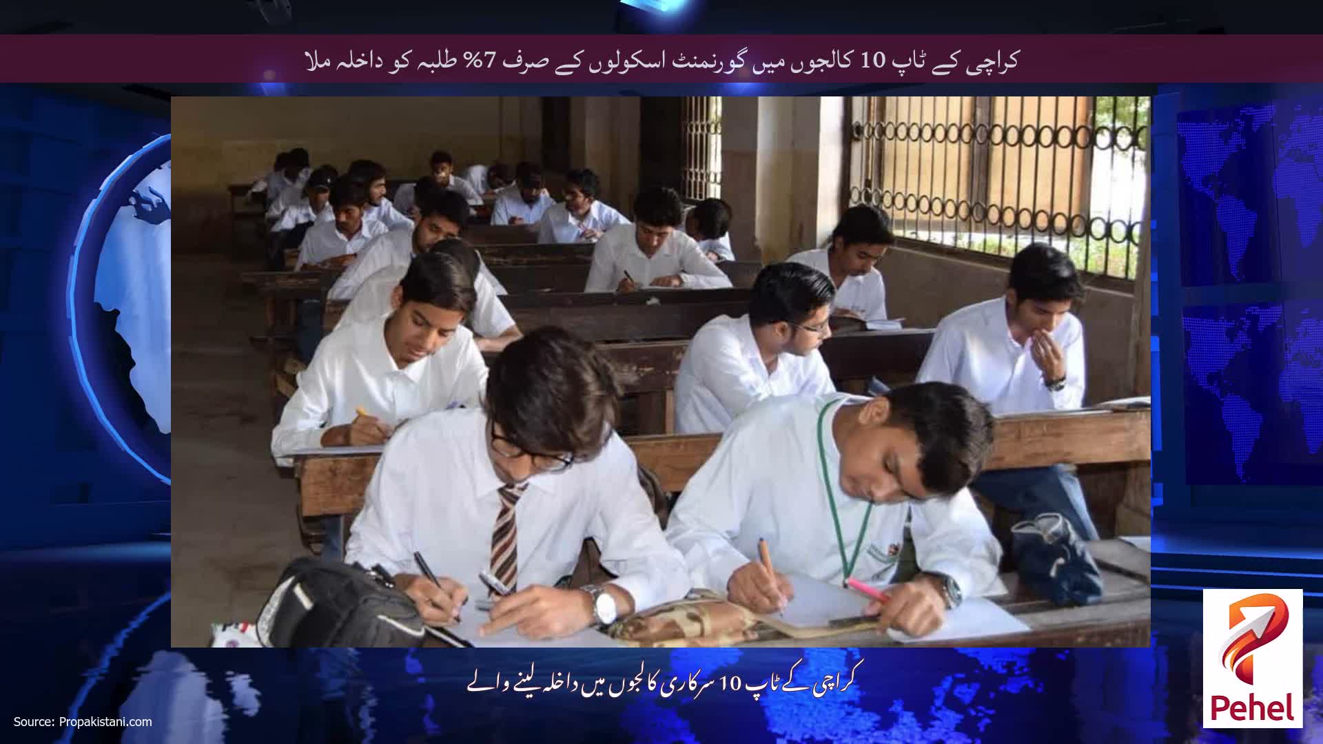 کراچی کے ٹاپ 10 کالجوں میں گورنمنٹ اسکولوں کے صرف 7% طلبہ کو داخلہ ملا