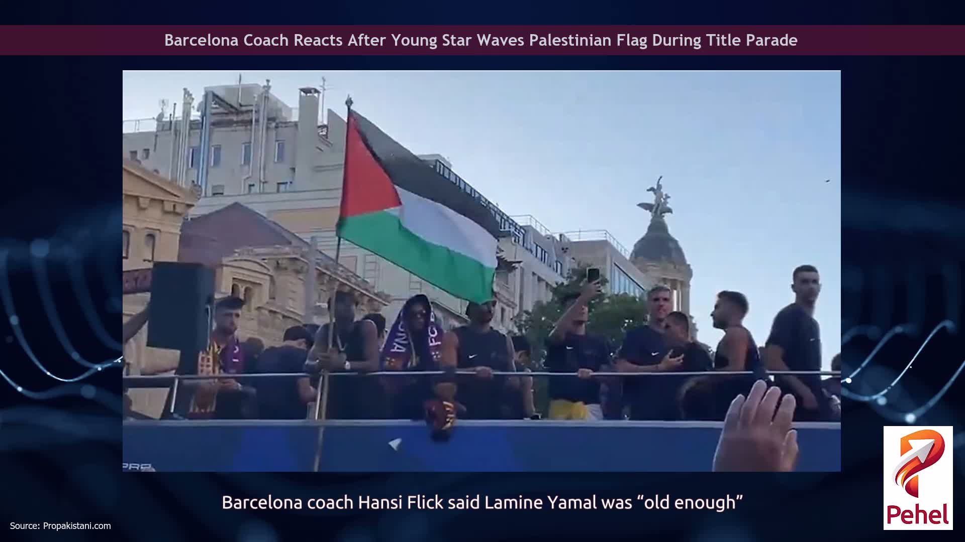 Barcelona Coach Reacts After Young Star Waves Palestinian Flag During Title Parade