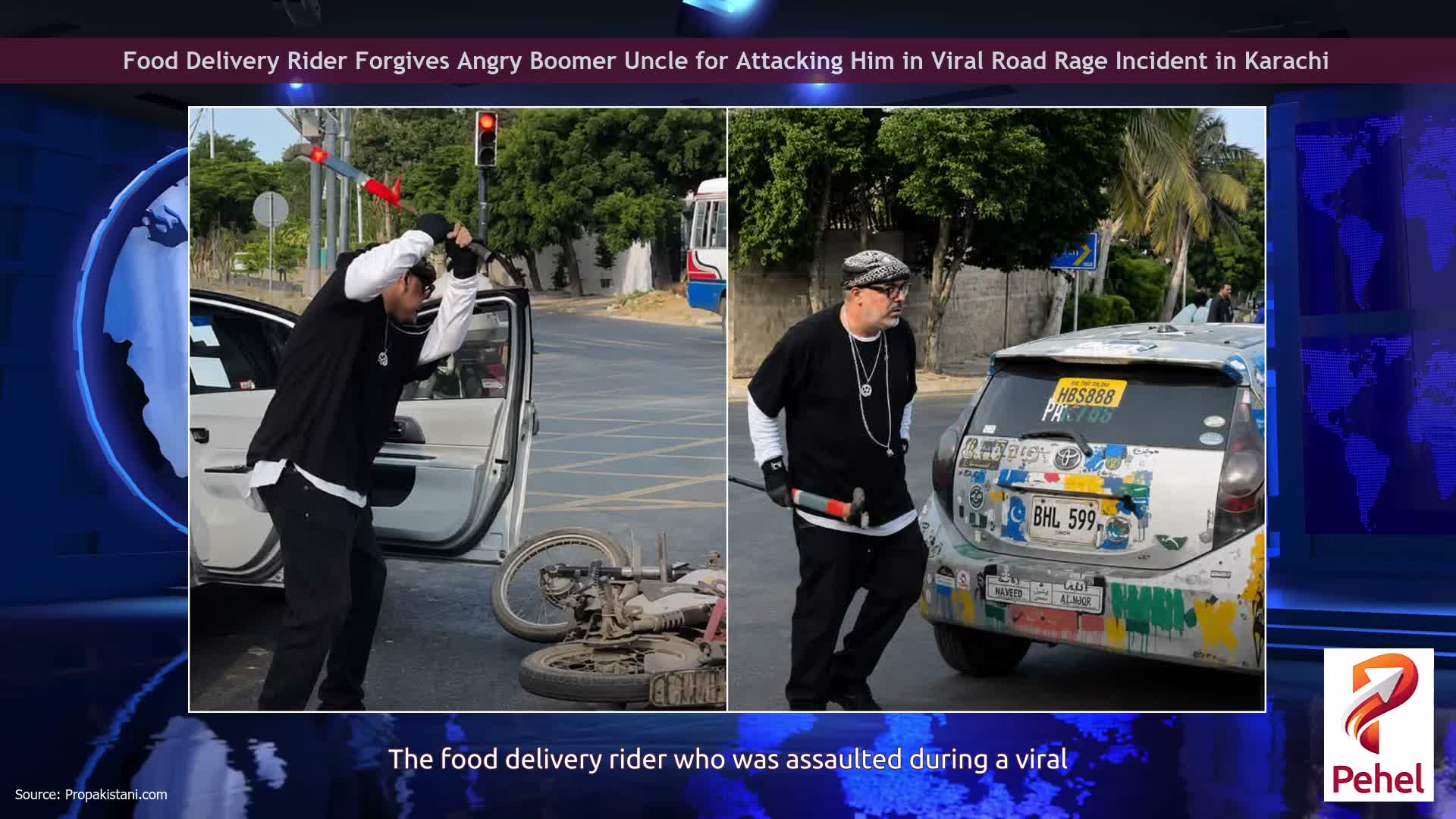 Food Delivery Rider Forgives Angry Boomer Uncle for Attacking Him in Viral Road Rage Incident in Karachi