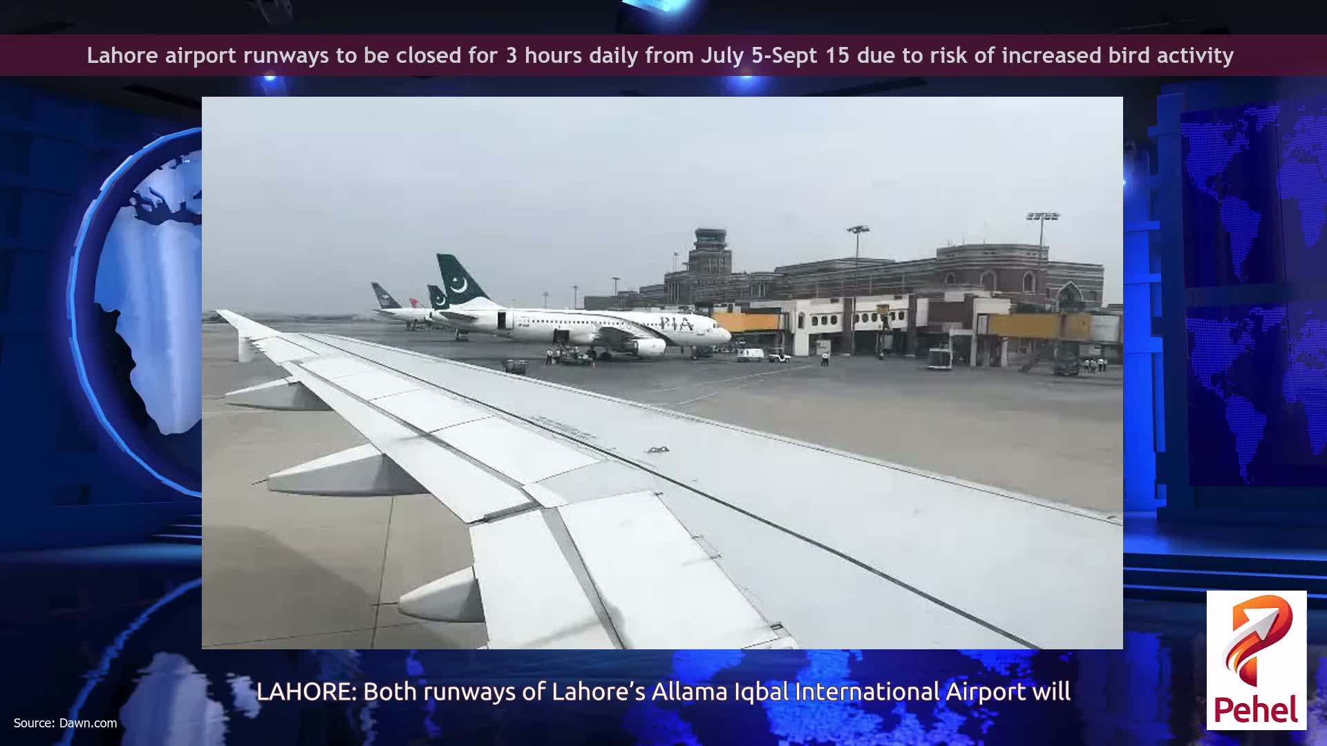 Lahore airport runways to be closed for 3 hours daily from July 5-Sept 15 due to risk of increased bird activity