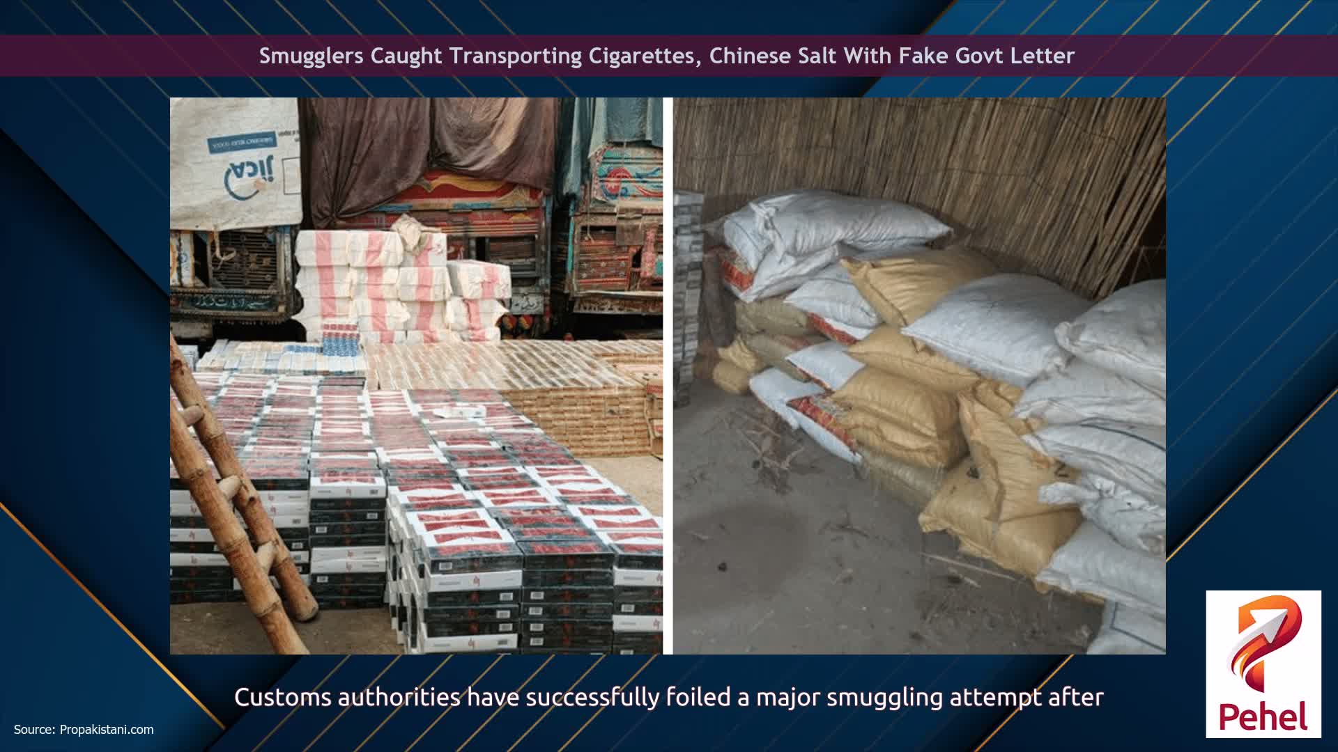 Smugglers Caught Transporting Cigarettes, Chinese Salt With Fake Govt Letter