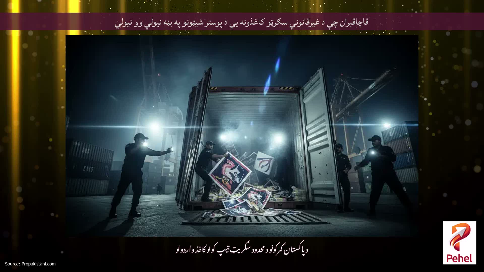 قاچاقبران چې د غیرقانوني سګرټو کاغذونه یې د پوستر شیټونو په بڼه نیولي وو نیولي