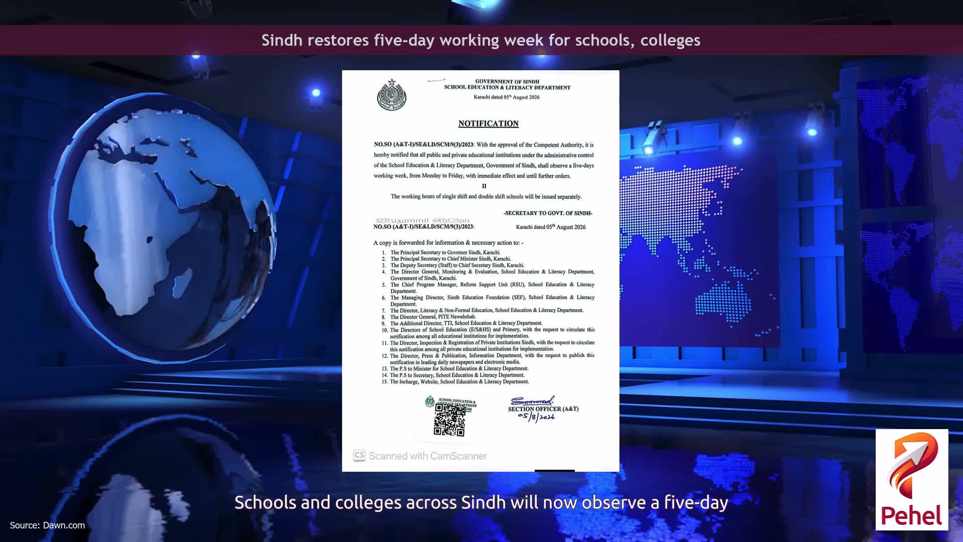 Sindh restores five-day working week for schools, colleges