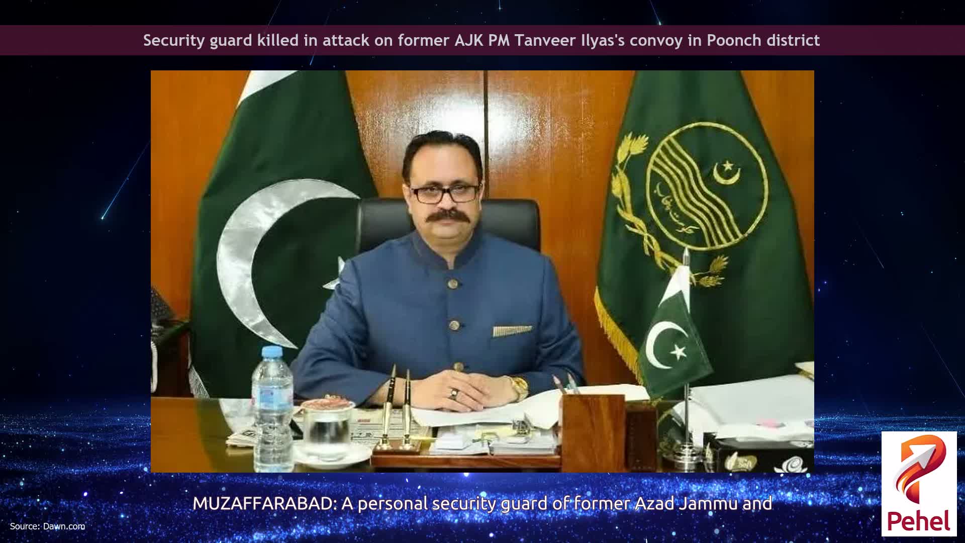Security guard killed in attack on former AJK PM Tanveer Ilyas's convoy in Poonch district