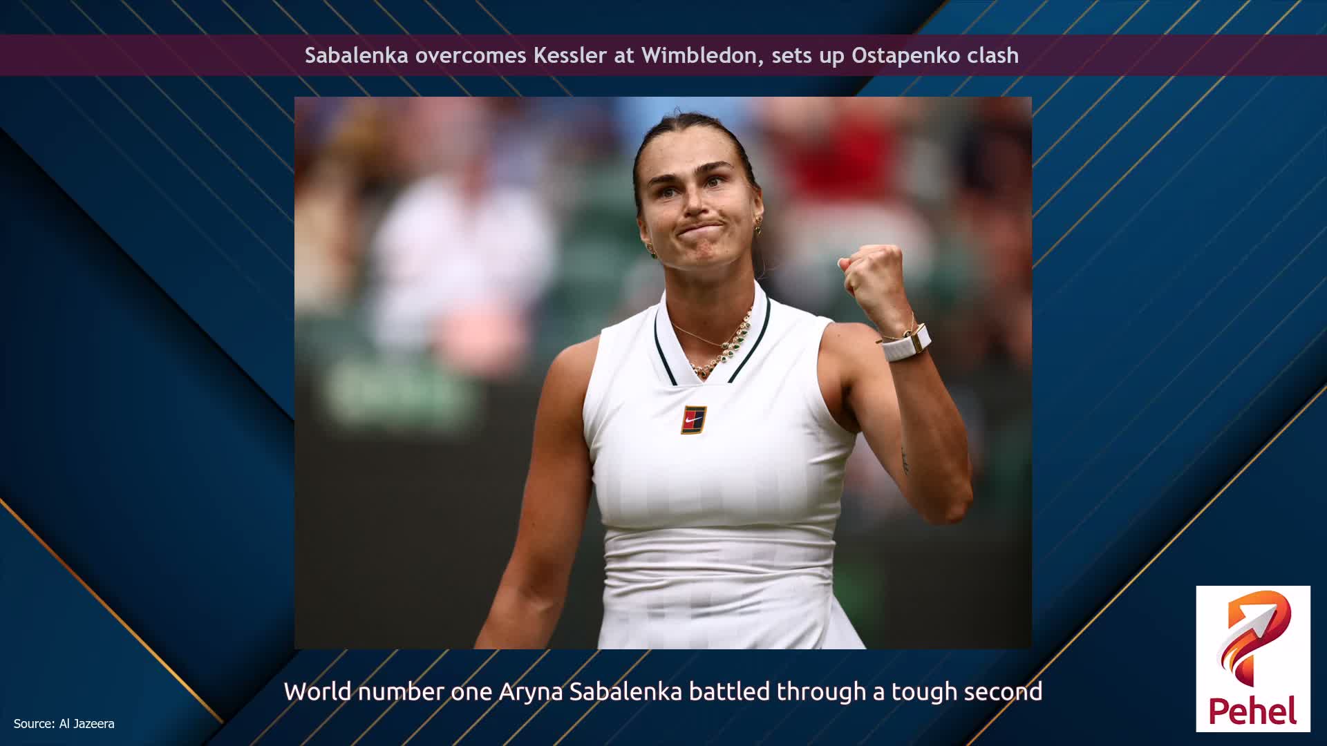 Sabalenka overcomes Kessler at Wimbledon, sets up Ostapenko clash