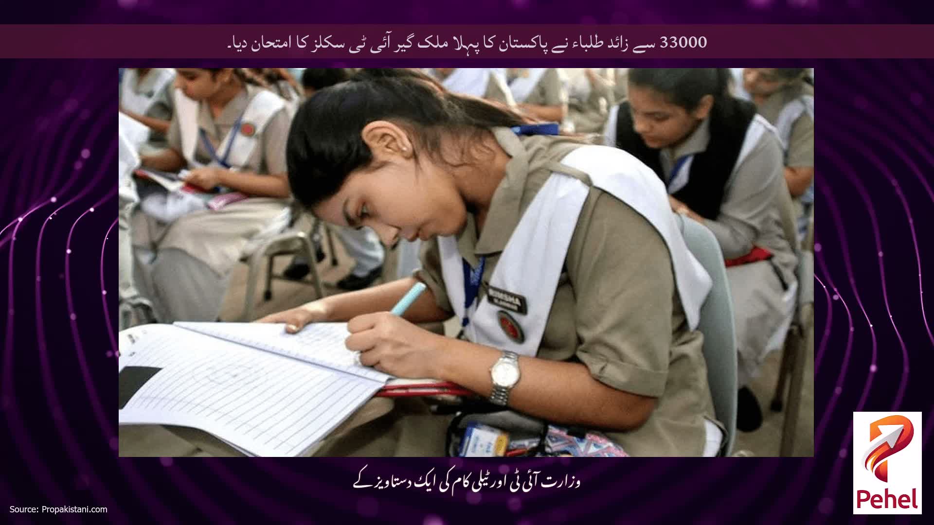 33000 سے زائد طلباء نے پاکستان کا پہلا ملک گیر آئی ٹی سکلز کا امتحان دیا۔