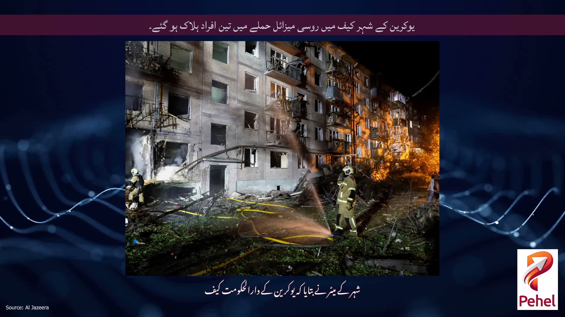 یوکرین کے شہر کیف میں روسی میزائل حملے میں تین افراد ہلاک ہو گئے۔