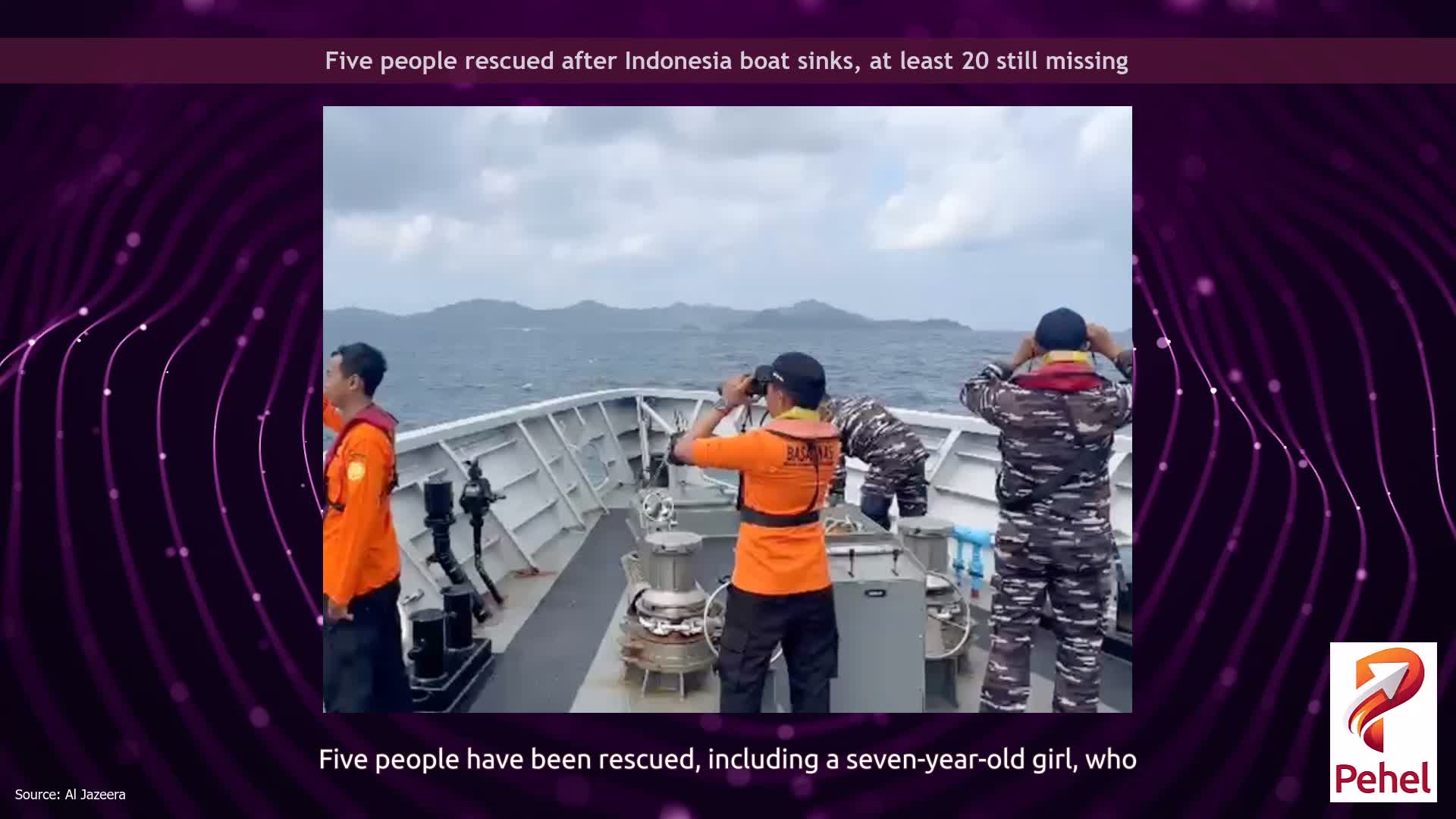 Five people rescued after Indonesia boat sinks, at least 20 still missing