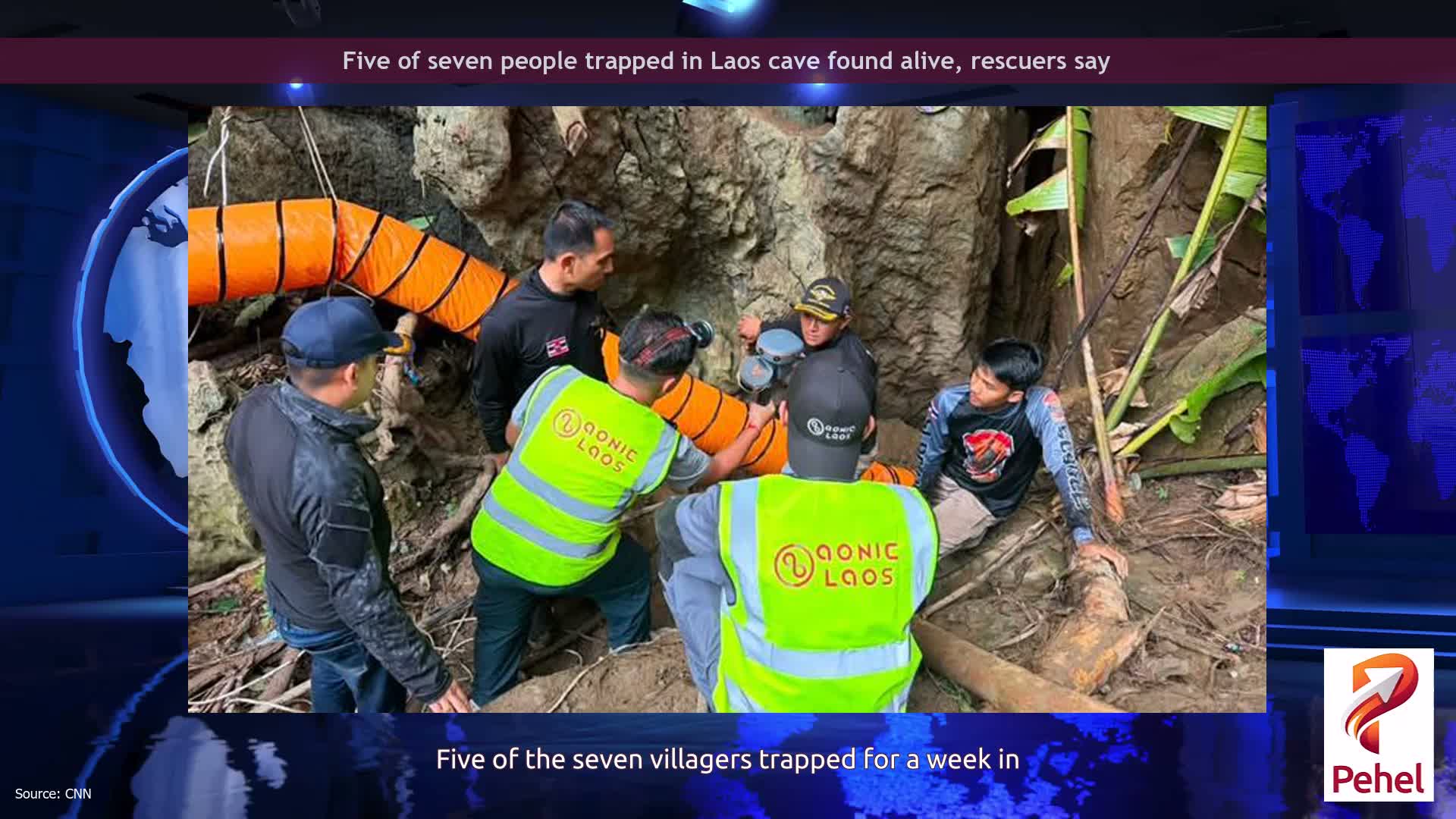 Five of seven people trapped in Laos cave found alive, rescuers say