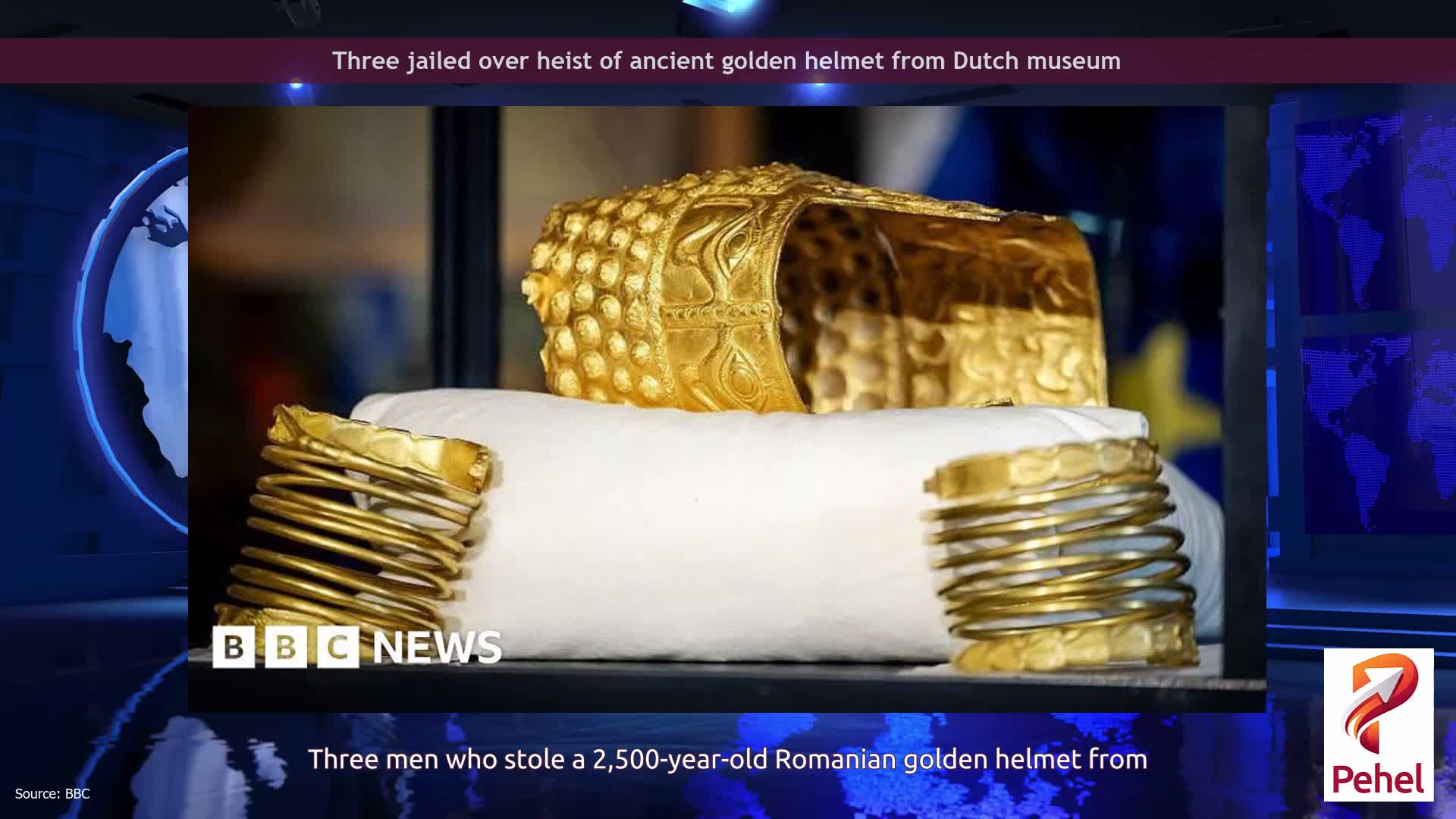 Three jailed over heist of ancient golden helmet from Dutch museum