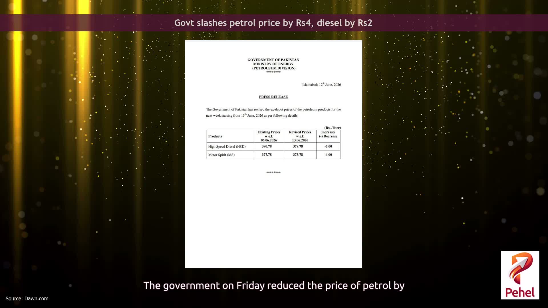 Govt slashes petrol price by Rs4, diesel by Rs2